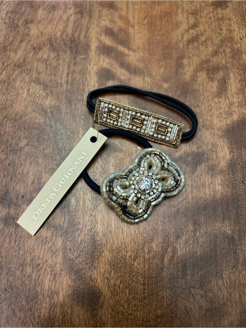 Gold-Beaded Hair Tie Set - Deepa Gurnani